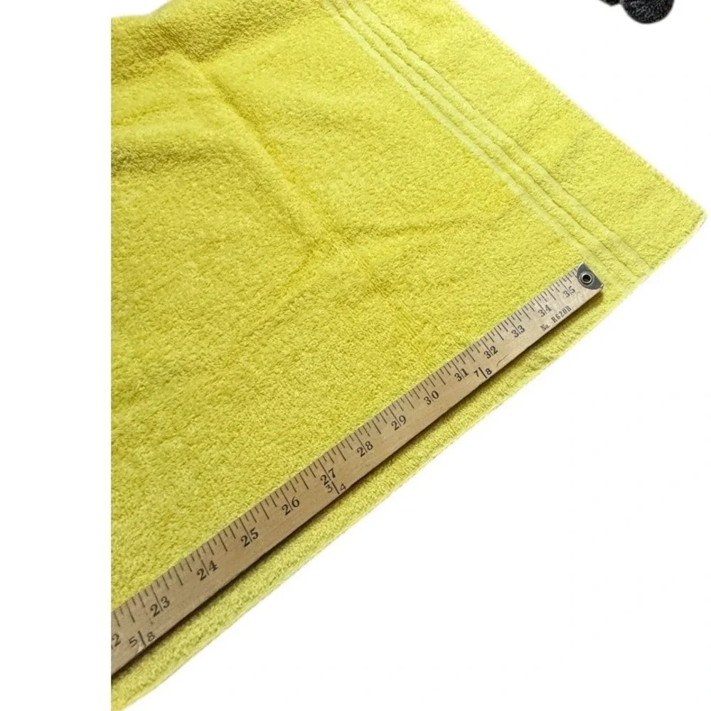 VTG Yellow Crochet Trim Bath Towel Butterfly Flower Basket Embroidery Bath Decor